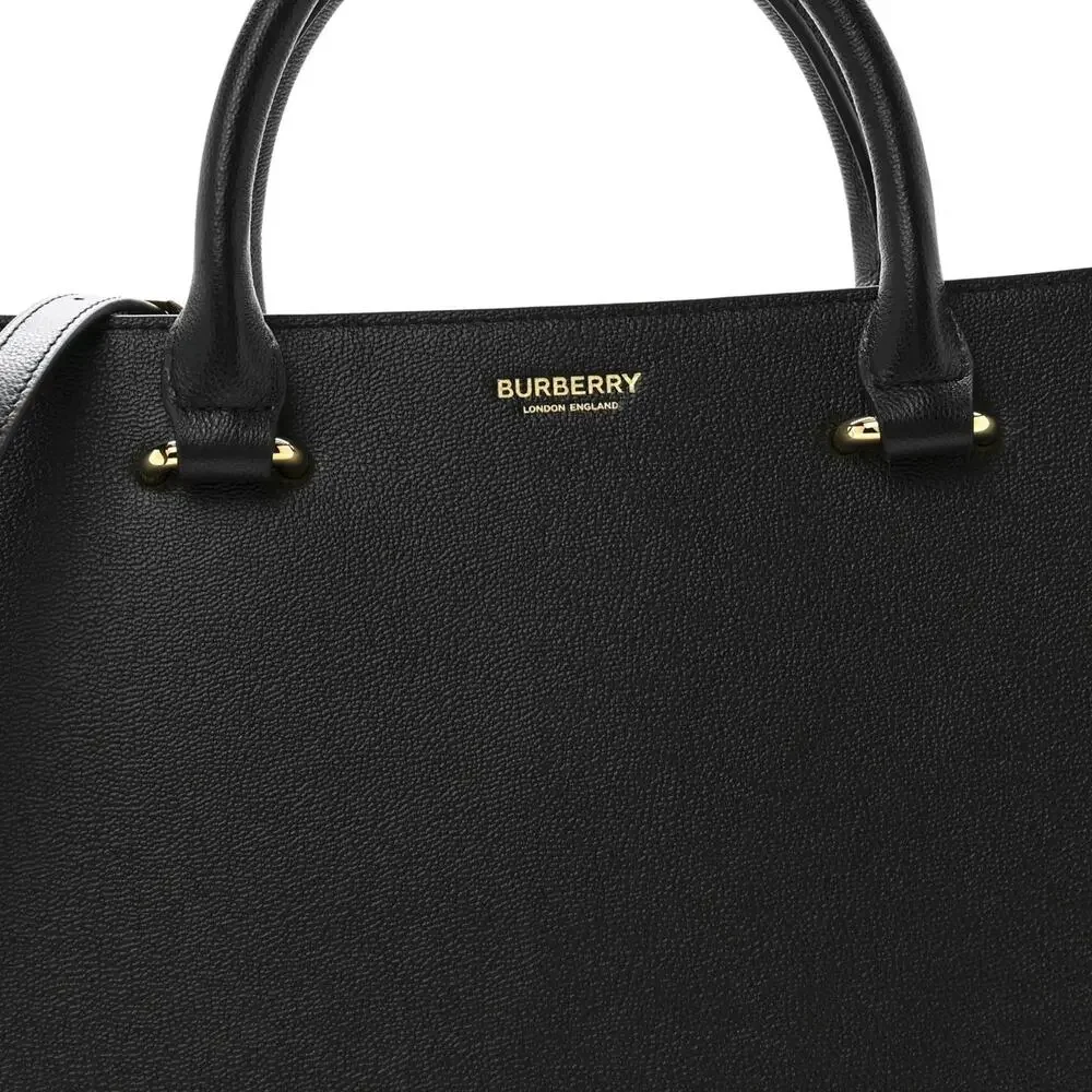 NWT BURBERRY BANWELL BLACK LEATHER CHECK CANVAS HOULDER TOTE BAG $ 1950 - Picture 11 of 13